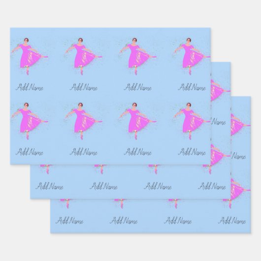 Ballerina Dancer Magenta Rosa Kleid Personalisiert Geschenkpapier Set (Set)