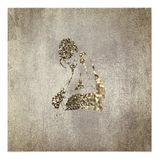 Ballerina Dancer Metallic Gray Foxier Glitzer Gold Poster (Vorderseite)