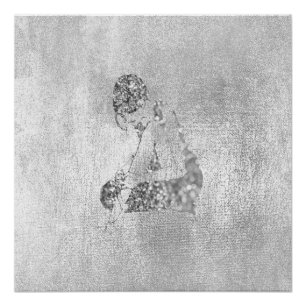 Ballerina Dancer Metallic Silver Gray Glitzer Poster
