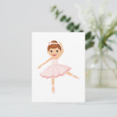 Ballerina Dancer mit braunem Haar Postkarte (Stehend Vorderseite)