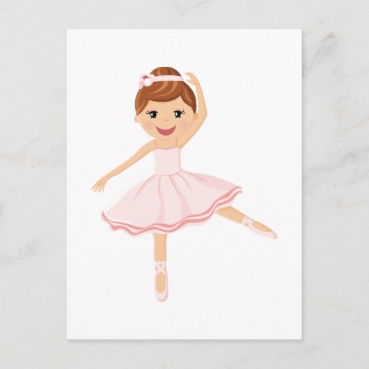 Ballerina Dancer mit braunem Haar Postkarte (Vorderseite)
