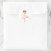 Ballerina Dancer mit braunem Haar Quadratischer Aufkleber (Tasche)