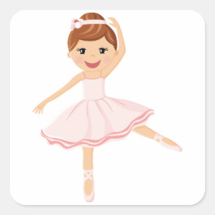 Ballerina Dancer mit braunem Haar Quadratischer Aufkleber