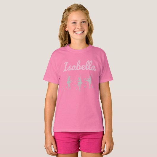Ballerina Dancer Name Tshirt | Erwägung Geburtstag (Vorne ganz)