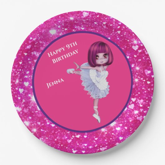 Ballerina Dancer Paper Tellers "Happy Birthday" Pappteller (Vorderseite)