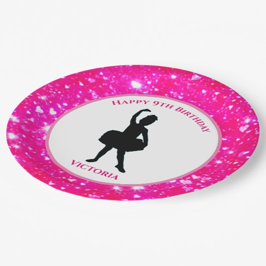 Ballerina Dancer Paper Tellers "Happy Birthday" Pappteller (Schrägansicht)