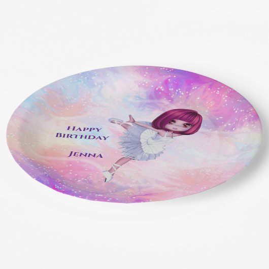 Ballerina Dancer Paper Tellers "Happy Birthday" Pappteller (Schrägansicht)