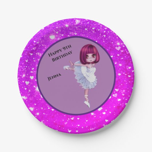 Ballerina Dancer Paper Tellers "Happy Birthday" Pappteller (Vorderseite)