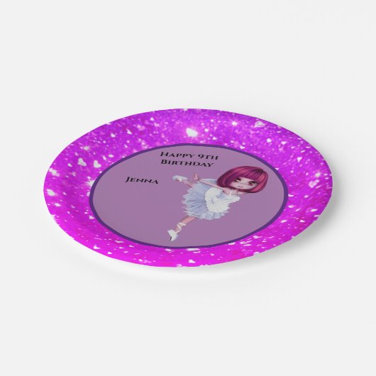 Ballerina Dancer Paper Tellers "Happy Birthday" Pappteller (Schrägansicht)