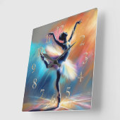 Ballerina Dancer Pastel Zeichne farbenfroh Quadratische Wanduhr (Winkel)
