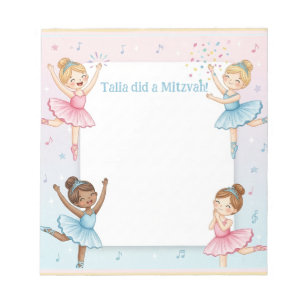 Ballerina Dancer Personalisiert Mitzvah Hinweis Notizblock