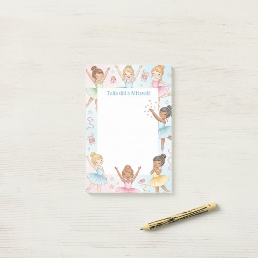 Ballerina Dancer Personalisiert Mitzvah Notes Post-it Klebezettel (Auf Schreibtisch)