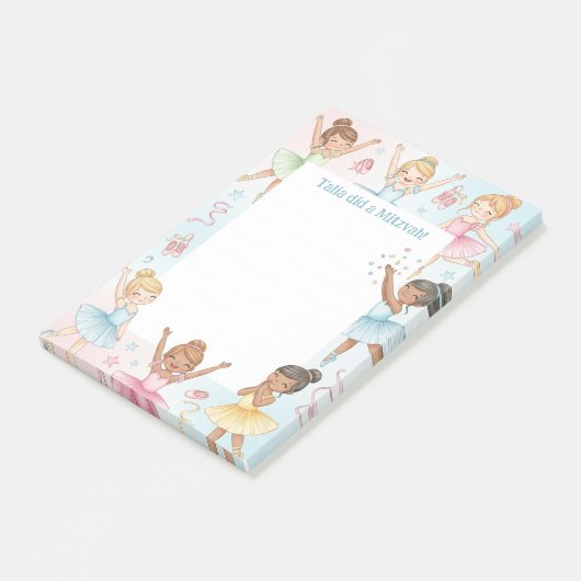 Ballerina Dancer Personalisiert Mitzvah Notes Post-it Klebezettel (angewinkelt)