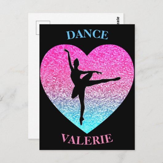 Ballerina Dancer Personalisiert Postkarte (Vorne/Hinten)