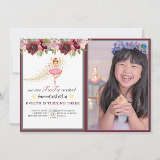 Ballerina Dancer| Rosa Blumenballett Geburtstag Einladung