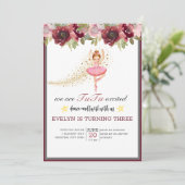 Ballerina Dancer| Rosa Blumenballett Geburtstag Einladung (Stehend Vorderseite)