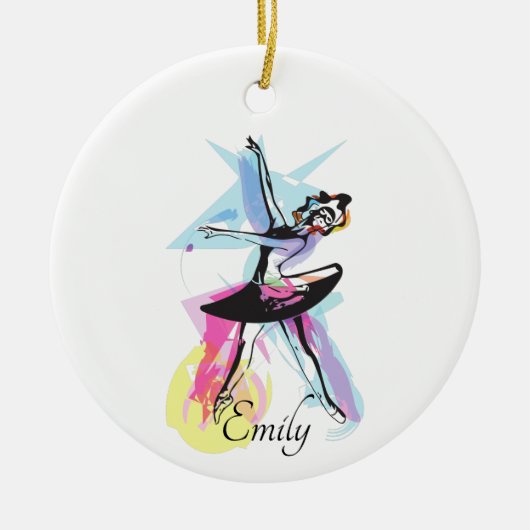 Ballerina Dancer Thema Wasserfarbe Keramik Ornament (Vorne)
