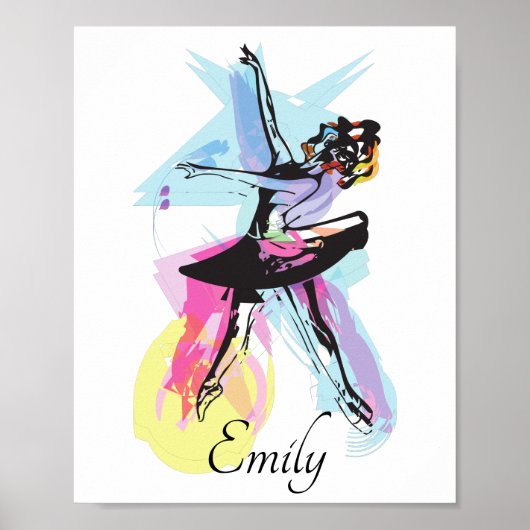 Ballerina Dancer Thema Wasserfarbe Poster (Vorne)