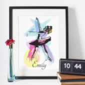 Ballerina Dancer Thema Wasserfarbe Poster
