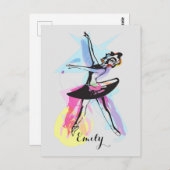 Ballerina Dancer Wasserfarbe Maßgeschneiderte Post Postkarte (Vorne/Hinten)