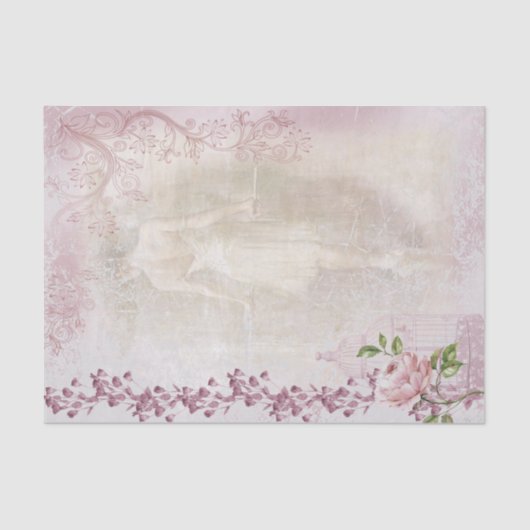 Ballerina Dancing en Pointe Blumendekoupage Seidenpapier (Vorderseite)