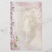 Ballerina Dancing en Pointe Floral Lined Briefpapier (Vorderseite)