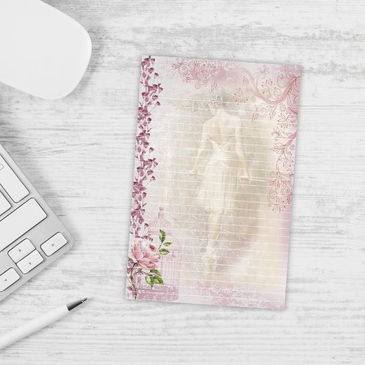 Ballerina Dancing en Pointe Floral Lined Briefpapier