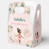 Ballerina Dark Skin Hair Pink Floral Girl Geburtst Geschenkschachtel (Geöffnet)