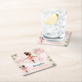 Ballerina Dark Skin Pink Aquamarine Blütenbraun Ge Rechteckiger Pappuntersetzer (Vor Ort)