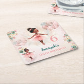 Ballerina Dark Skin Pink Aquamarine Blütenbraun Ge Rechteckiger Pappuntersetzer (angewinkelt)