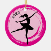 Ballerina Dated Pink Brushstroke Photo Ornament (Vorne)