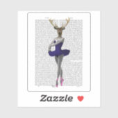 Ballerina Deer in Blue Aufkleber (Blatt)