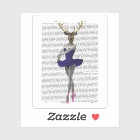 Ballerina Deer in Blue Aufkleber (Blatt)
