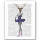 Ballerina Deer in Blue Aufkleber (Vorderseite)