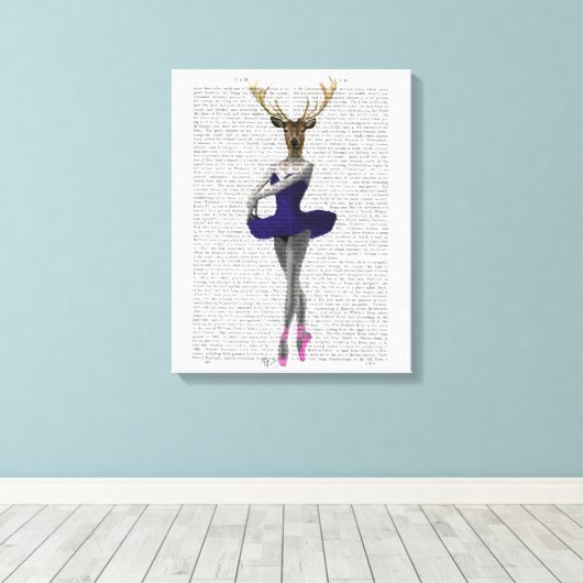 Ballerina Deer in Blue Leinwanddruck (Insitu (Holzboden))