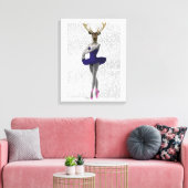 Ballerina Deer in Blue Leinwanddruck (Insitu (Wohnzimmer))