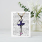 Ballerina Deer in Blue Postkarte (Stehend Vorderseite)