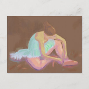 Ballerina, die ihre Schuhe bindet, Postkarte