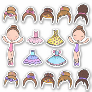Ballerina Dress Up Tiara Tutu Play Stickers Aufkleber