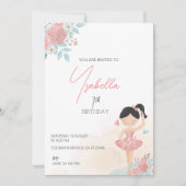 Ballerina Einladung, Ballett, Rosa, Geburtstag Einladung (Vorderseite)