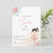 Ballerina Einladung, Ballett, Rosa, Geburtstag Einladung (Stehend Vorderseite)