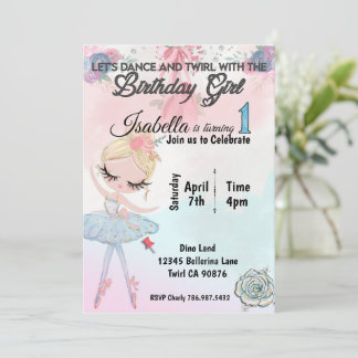 Ballerina Einladung zum ersten Geburtstag