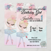 Ballerina Einladung zum ersten Geburtstag (Vorne/Hinten)