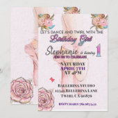 Ballerina Einladung zum ersten Geburtstag (Vorne/Hinten)