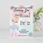Ballerina Einladung zum ersten Geburtstag (Stehend Vorderseite)