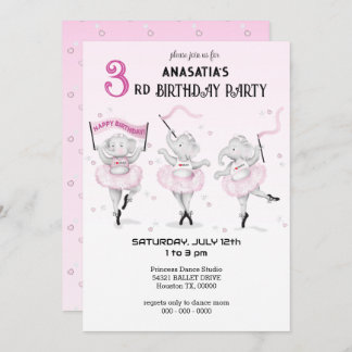 Ballerina Elephant Dance Erwägungsgrund Einladung