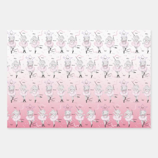 Ballerina Elephant Dance Erwägungsgrund Geschenkpapier Set (Vorderseite 2)