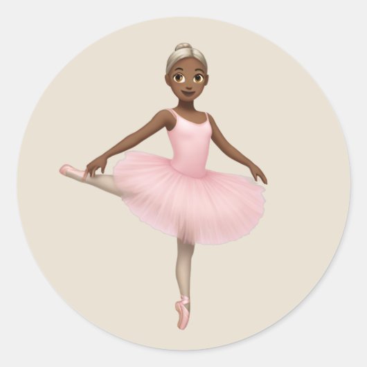Ballerina Emoji in Pink Tutu Runder Aufkleber (Vorderseite)