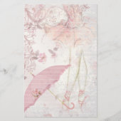 Ballerina en Pointe mit rosa Parasol florale Linde Briefpapier (Vorderseite)