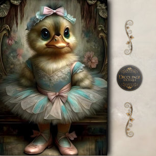 Ballerina Ente – Whimsical Vintage Decoupage Seidenpapier
